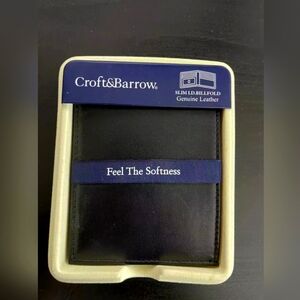 Croft & Barrow Black Leather Slimfold Wallet NIB